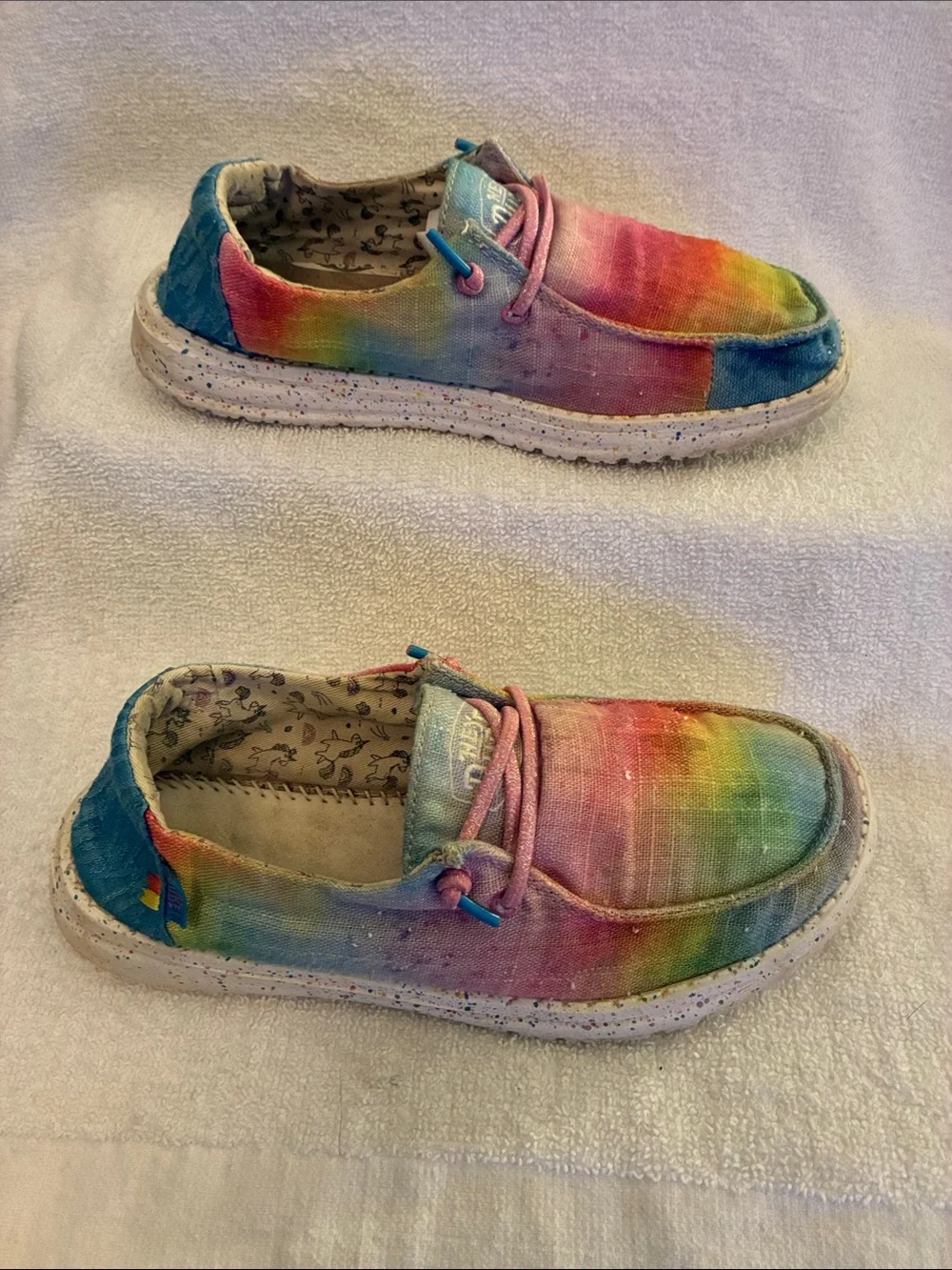 Hey Dudes Youth Rainbow Tie-Dye Slip-On Shoes - Pink, Blue & Green